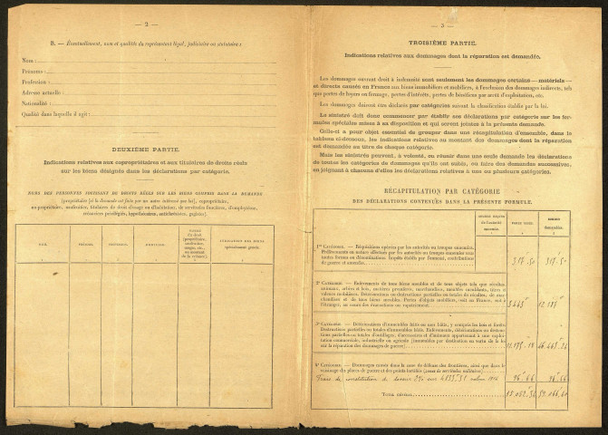 Cléry-sur-Somme. Demande d'indemnisation des dommages de guerre : dossier Verdy-Toupet