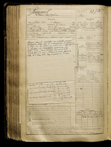 Waymel, Maurice Louis Joseph, né le 05 février 1882 à Amiens (Somme), classe 1902, matricule n° 1374, Bureau de recrutement d'Amiens