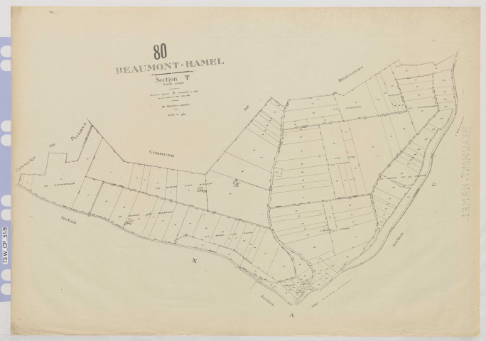 Plan du cadastre rénové - Beaumont-Hamel : section T