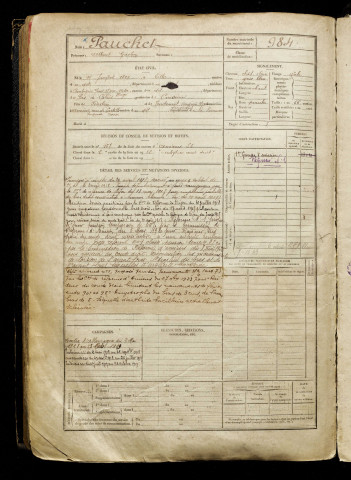 Pauchet, Albert Gaston, né le 15 janvier 1899 à Lille (Nord), classe 1919, matricule n° 984, Bureau de recrutement d'Amiens