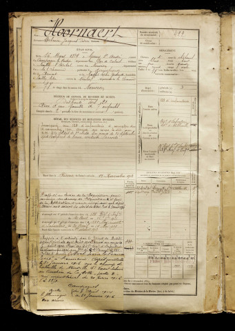 Hoornaert, Ambroise Jacques Désiré Anicet, né le 16 mars 1879 à Gouy-Saint-André (Pas-de-Calais), classe 1899, matricule n° 422, Bureau de recrutement d'Abbeville