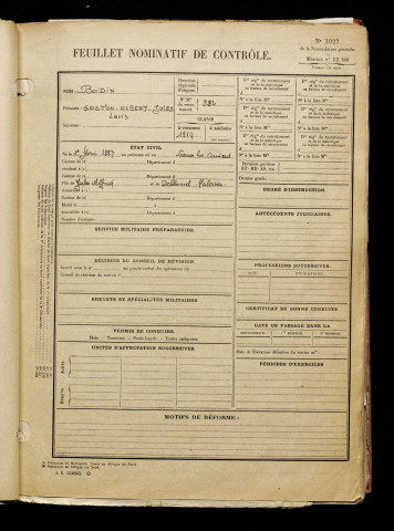Boidin, Gaston Albert Jules Louis, né le 01 février 1897 à Vaux-en-Amiénois (Somme), classe 1917, matricule n° 284, Bureau de recrutement d'Amiens