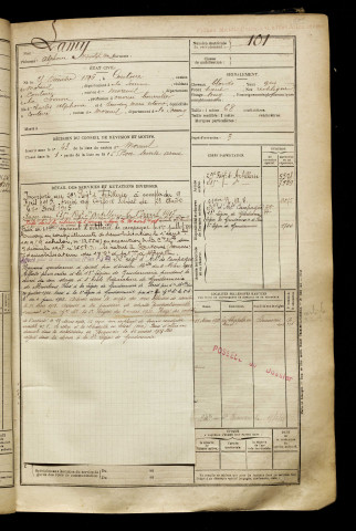 Lamy, Alphonse Hippolyte Marcel, né le 25 décembre 1896 à Contoire (Somme), classe 1916, matricule n° 101, Bureau de recrutement de Péronne