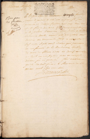 Centième denier du bureau de Conty pour la période du 6 mars 1710 au 26 janvier 1712