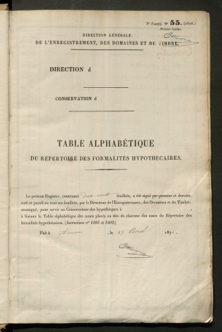 Table du répertoire des formalités, de Tribouilloy à Varlet, registre n° 47 (Péronne)