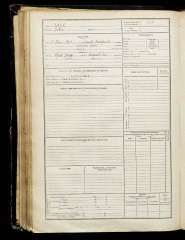 Salé, Julien, né le 01 juin 1901 à Péronne (Somme), classe 1921, matricule n° 918, Bureau de recrutement de Péronne