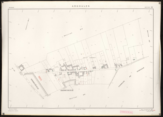 Plan du cadastre rénové - Argoules : section AE