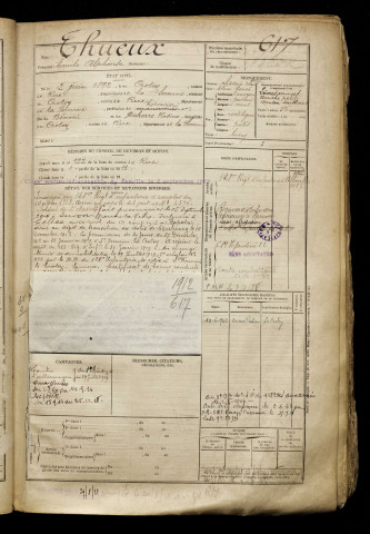 Thueux, Emile Alphonse, né le 02 juin 1892 à Crotoy (Le) (Somme), classe 1912, matricule n° 617, Bureau de recrutement d'Abbeville