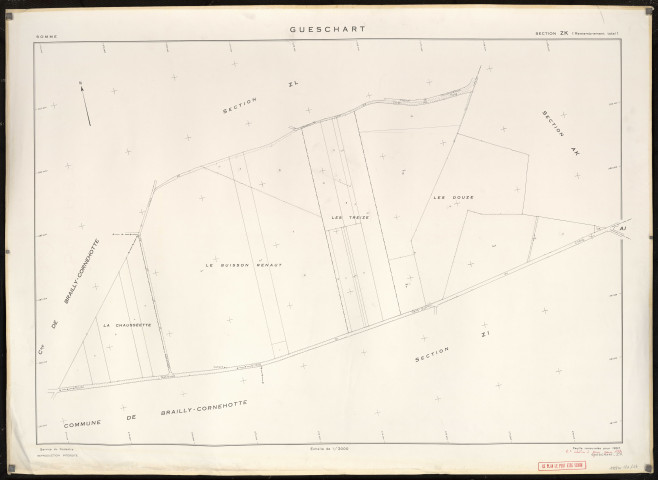Plan du cadastre rénové - Gueschart : section ZK