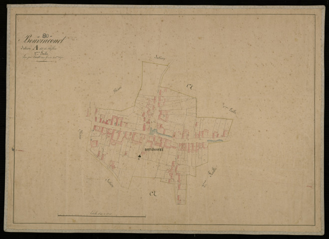 Plan du cadastre napoléonien - Bouvincourt-en-Vermandois (Bouvincourt) : Chef-lieu (Le), A2 (correspond au développement d'une partie de A1)