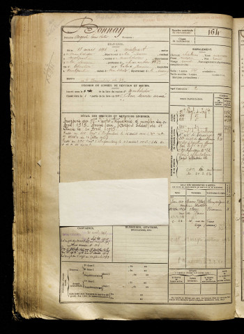 Bonnay, Auguste Louis Victor, né le 13 mars 1896 à Malpart (Somme), classe 1916, matricule n° 164, Bureau de recrutement de Péronne