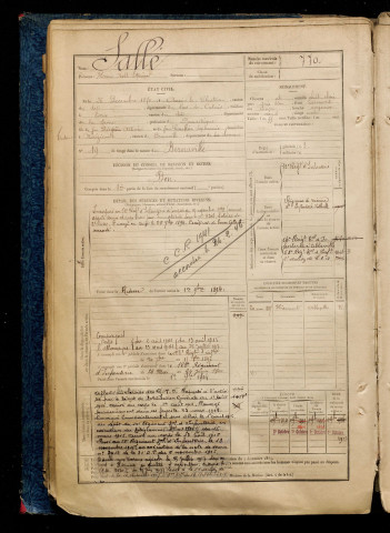 Sallé, Henri Noël Etienne, né le 26 décembre 1870 à Auxi-le-Château (Pas-de-Calais), classe 1890, matricule n° 770, Bureau de recrutement d'Abbeville