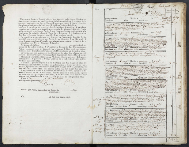 Contrôle des actes du bureau de Corbie pour la période du 30 novembre 1787 au 19 avril 1790