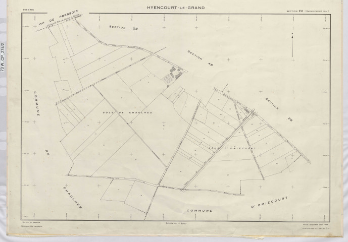 Plan du cadastre rénové - Hypercourt (Hyencourt-le-Grand) : section ZA