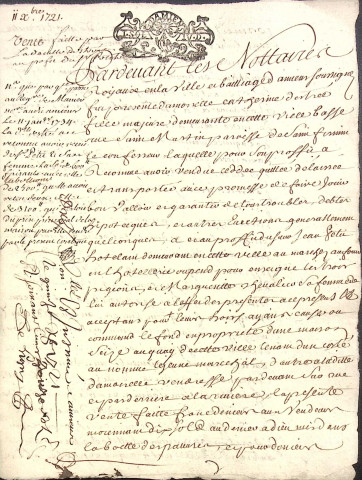 Etude de Me Jean Baptiste Fournier à Amiens (étude n°4). Minutes de l'année 1721