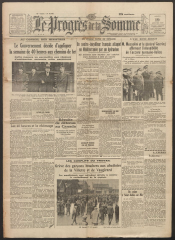 Le Progrès de la Somme, numéro 20950, 19 janvier 1937