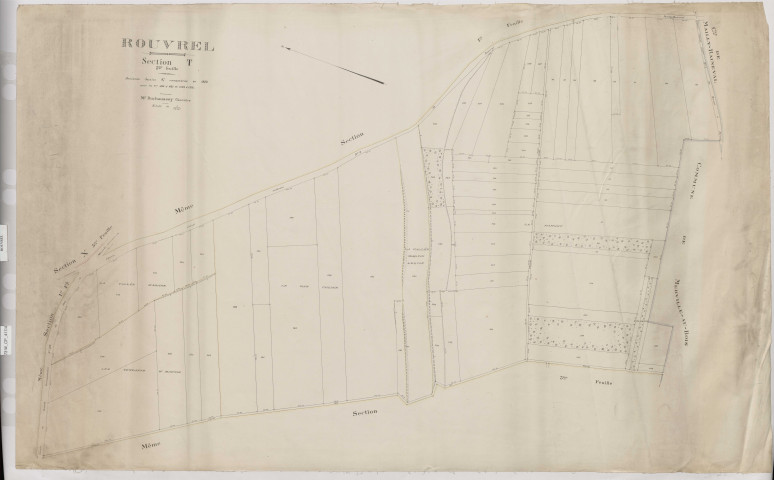 Plan du cadastre rénové - Rouvrel : section T2
