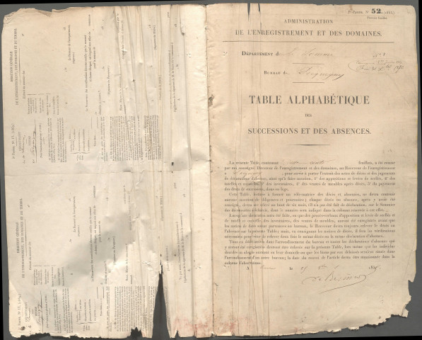 Table des successions et absences du bureau de Picquigny