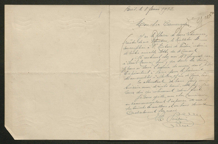 Témoignage de Poulain, Henri et correspondance avec Jacques Péricard