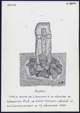 Huppy : stèle route de Liercourt - (Reproduction interdite sans autorisation - © Claude Piette)