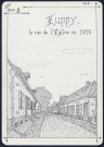 Huppy : la rue de l'église en 1912 - (Reproduction interdite sans autorisation - © Claude Piette)