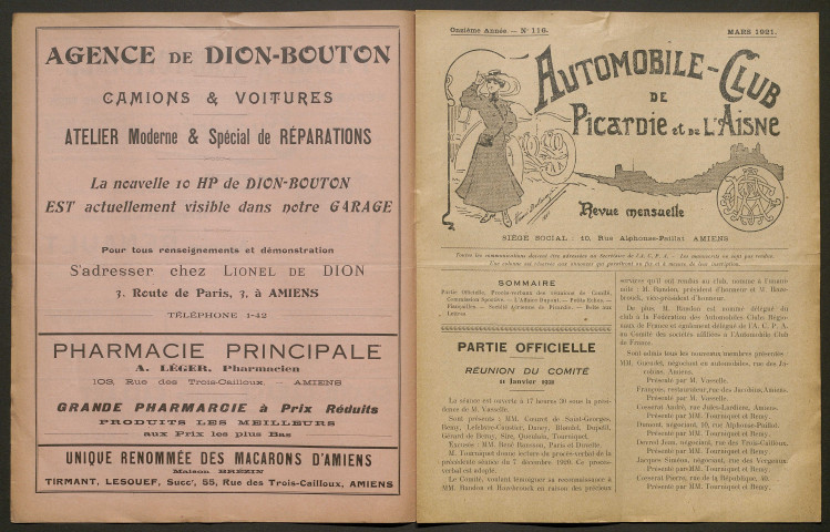 Automobile-club de Picardie et de l'Aisne. Revue mensuelle, 11e année, mars 1921