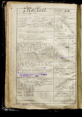 Mallart, Florian Georges Octave, né le 29 mars 1890 à Neuvillette (Somme), classe 1910, matricule n° 44, Bureau de recrutement d'Abbeville