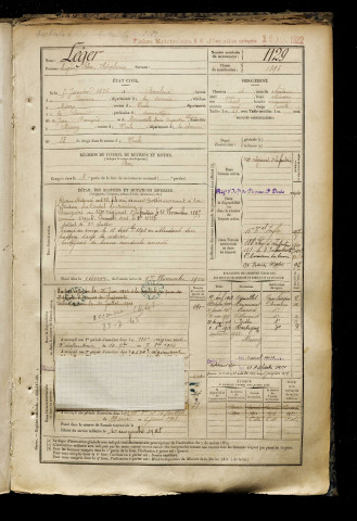 Léger, Eugène Félix Ildephonse, né le 05 janvier 1876 à Barleux (Somme), classe 1896, matricule n° 1129, Bureau de recrutement de Péronne