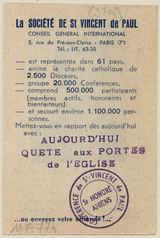 A l'exemple de Monsieur Vincent… La Société de saint Vincent de Paul