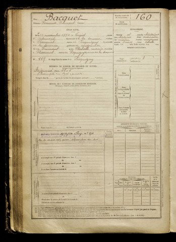 Bacquet, Fernand Frument, né le 22 novembre 1884 à Vergies (Somme), classe 1904, matricule n° 160, Bureau de recrutement d'Amiens
