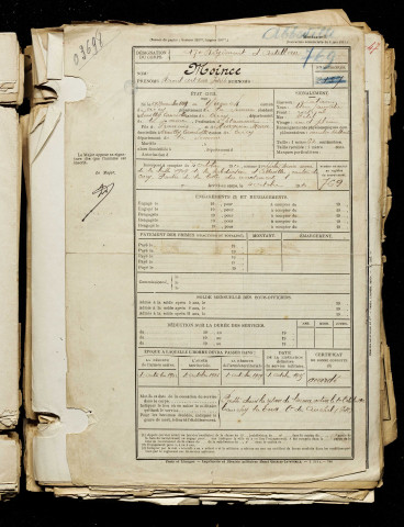 Moince, Raoul Arthur Joseph, né le 29 novembre 1889 à Yvrench (Somme), classe 1909, matricule n° 769, Bureau de recrutement d'Abbeville