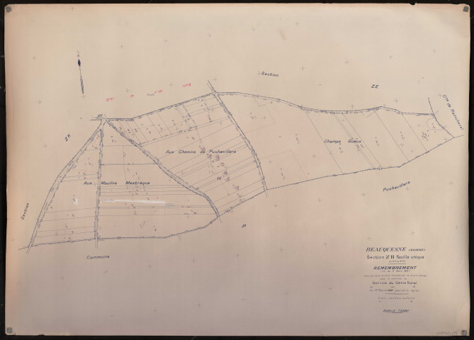 Plan du cadastre rénové - Beauquesne : section ZH
