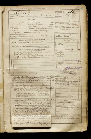 Gérony, Albert, né le 27 février 1879 à Amiens (Somme), classe 1901, matricule n° 683, Bureau de recrutement d'Amiens