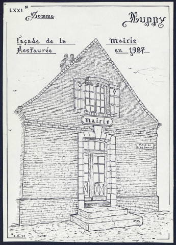 Huppy : façade de la mairie restaurée en 1987 - (Reproduction interdite sans autorisation - © Claude Piette)