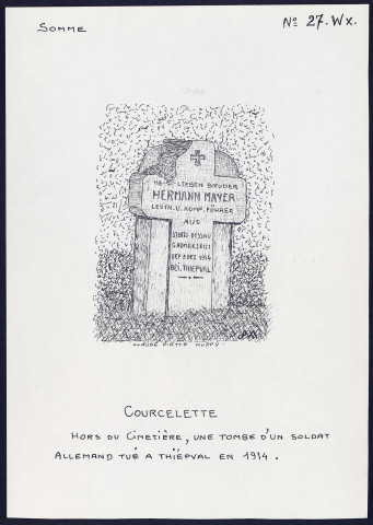 Courcelette : tombe d'un soldat allemand - (Reproduction interdite sans autorisation - © Claude Piette)