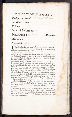 Centième denier du bureau de Conty pour la période du 1er mars 1750 au 31 juillet 1753