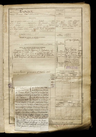 Roger, Fernand Pierre Arthémé, né le 06 avril 1885 à Nibas (Somme), classe 1905, matricule n° 240, Bureau de recrutement d'Abbeville