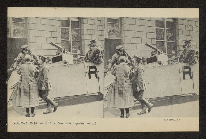 GUERRE 1914. AUTO MITRAILLEUSE ANGLAISE