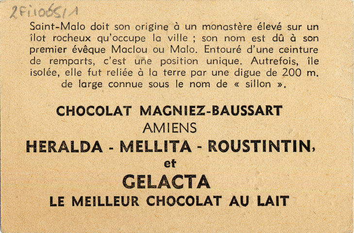 Chocolat Magniez-Baussart, Amiens. Série d'images publicitaires sur les sites et monuments de France
