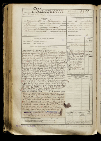 Macqueron, Emile Léandre, né le 26 janvier 1889 à Hallencourt (Somme), classe 1909, matricule n° 1328, Bureau de recrutement d'Abbeville