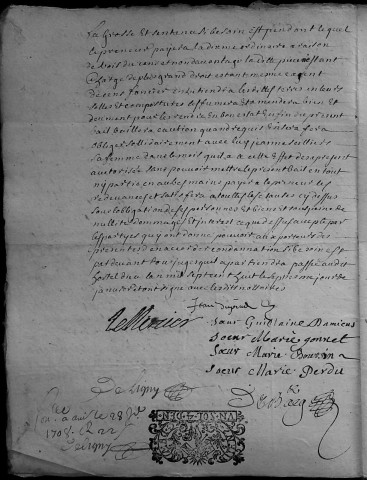 Etude de Me Antoine Debacq à Amiens (étude n°6). Minutes de l'année 1708