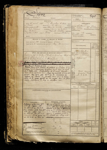 Séret, Gabriel, né le 16 avril 1898 à Templeux-la-Fosse (Somme), classe 1918, matricule n° 590, Bureau de recrutement de Péronne