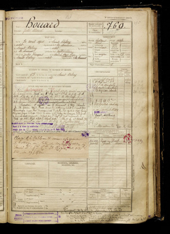 Houard, Jules Marcel, né le 30 avril 1901 à Saint-Valery-sur-Somme (Somme), classe 1921, matricule n° 769, Bureau de recrutement d'Abbeville