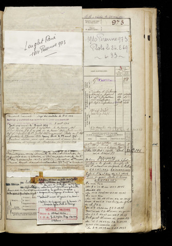 Lenglet, René André, né le 15 août 1890 à Fourmies (Nord), classe 1910, matricule n° 973, Bureau de recrutement de Péronne