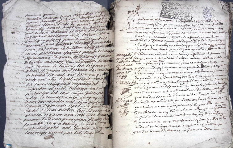 Etude de Me Pierre Lagrene à Amiens (étude n°4). Minutes des années 1699-1700