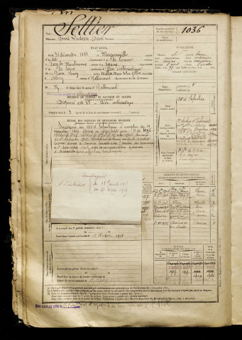 Sellier, Henri Ludovic Désiré, né le 31 décembre 1883 à Moyenneville (Somme), classe 1903, matricule n° 1036, Bureau de recrutement d'Abbeville