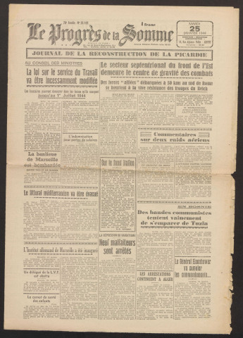 Le Progrès de la Somme, numéro 23183, 25 janvier 1944