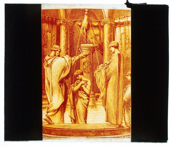 Vie de l'église - le baptême aux premiers siècles - dessin de L. O. Merson