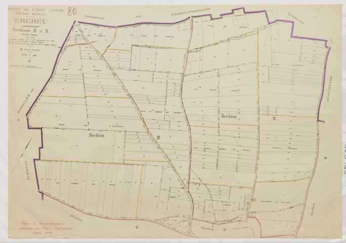 Plan du cadastre rénové - Ercheu : sections Z et X