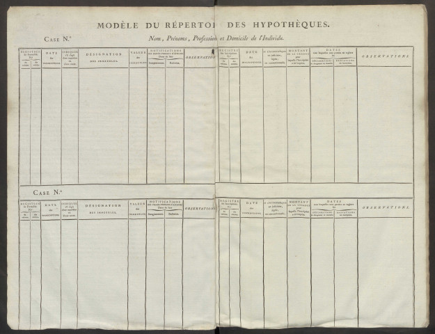 Répertoire des formalités hypothécaires, du 1er messidor an XI au 21 thermidor an XI, volume 55 (Conservation des hypothèques d'Amiens)